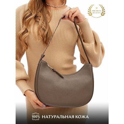 фото Сумка багет 245-001-капучино, фактура зернистая, серый slasha