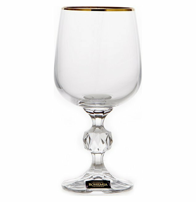 фото Бокал для красного вина 230 мл 1 шт Crystalite Bohemia "Клаудия /Отводка золото" / 124225