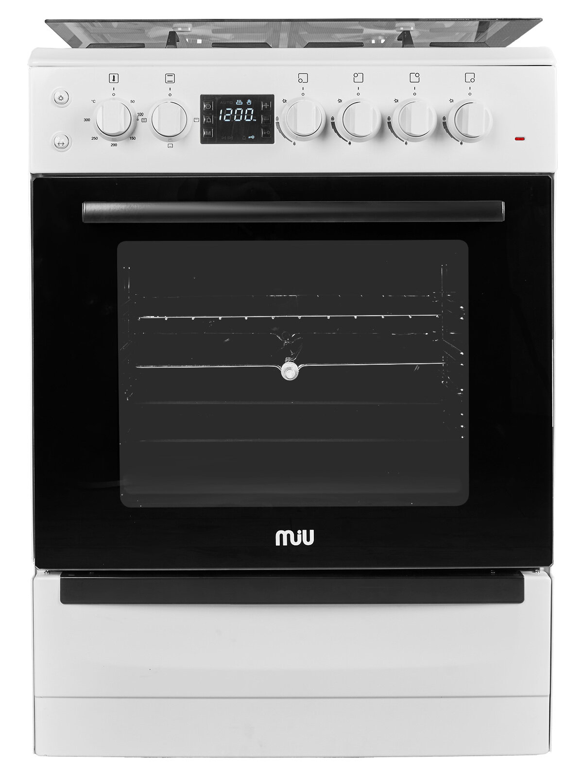 MIU 6030 ЕRPDCH белая, 60 см газовая с электрической духовкой, вертел/гриль, чугунные решетки, полный газ-контроль