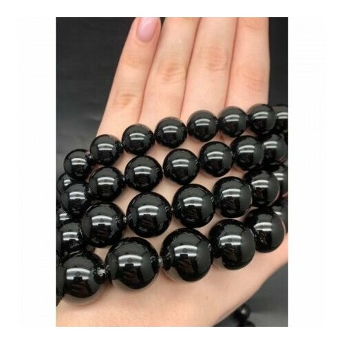 Каменные бусины Агат чёрный тонированный шарик гладкий 20 мм длина нити 38 см около 19 бусин 1950₽