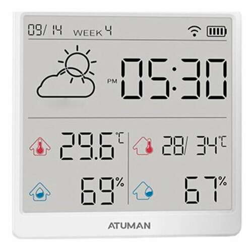 Датчик температуры и влажности AtuMan Intelligent Temperature and Humidity Clock TH3 Grey 2749₽