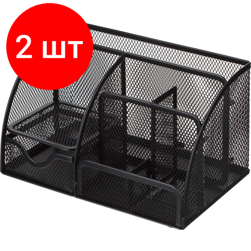 Комплект 2 штук Подставка-органайзер 7отд 130x220x140мм с выдв ячейкой металл сетка черн 3594₽