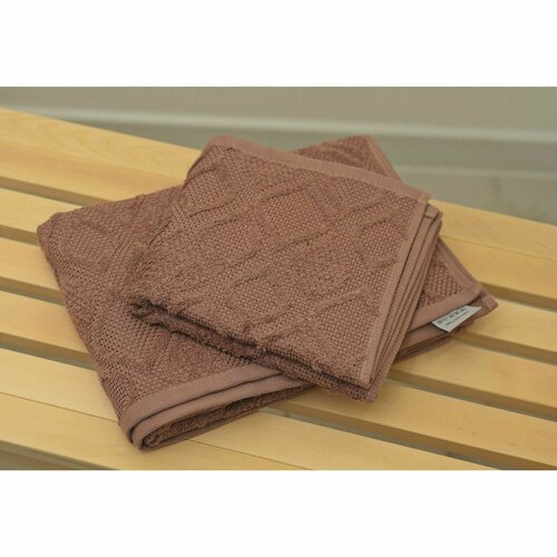 Union Home Набор банных полотенец, 50х90см, 70х140 см, Хлопок, Коричневый, Ромбы, Халима (DJ10)