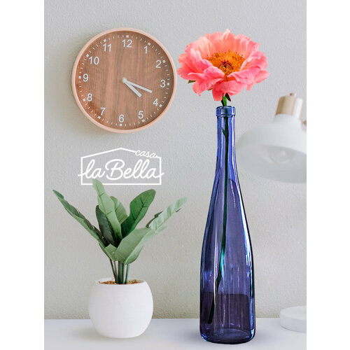 Ваза для цветов стеклянная высокая сиренево-синяя