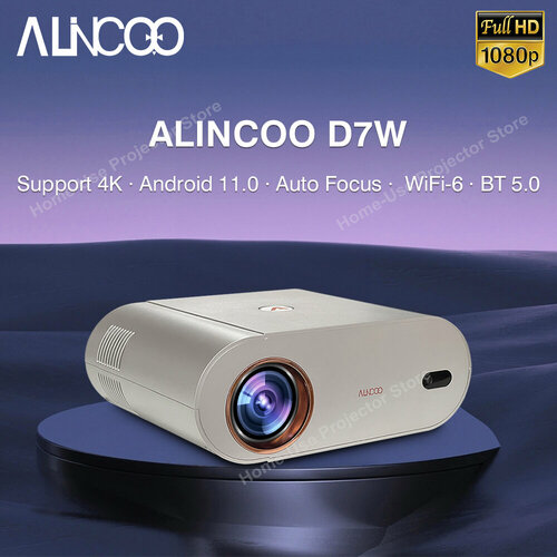Проектор Alincoo D7W автоматически фокусируется на Wi - Fi 6 Home кинотеатр HD 1080P Android 11 Портативный луч 14999₽