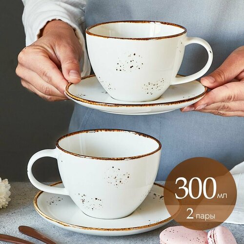 Набор чайный NOBLE серия Grace чайная пара кружка для чая и кофе блюдцем 300 мл на 2 персоны 3376₽