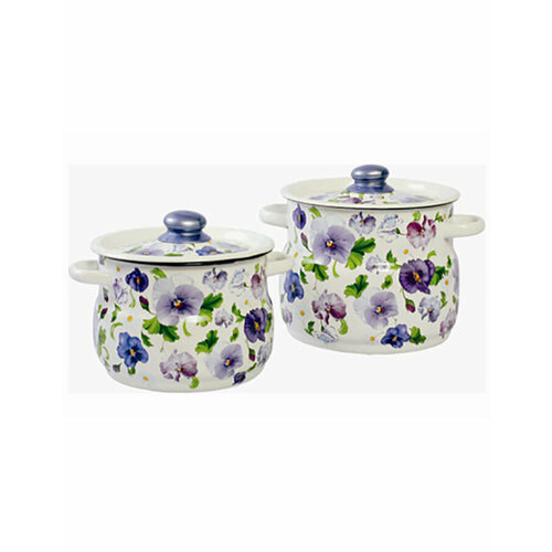 Набор кастрюль Сибирские товары Анютины глазки, эмалированные, 4 и 5,5 л