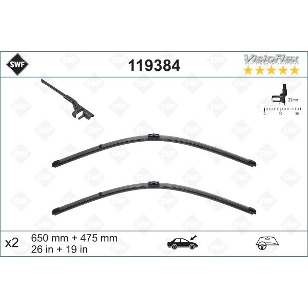 Комплект стеклоочистителей SWF VisioFlex OE 650/475 мм, 119384 - фото №4