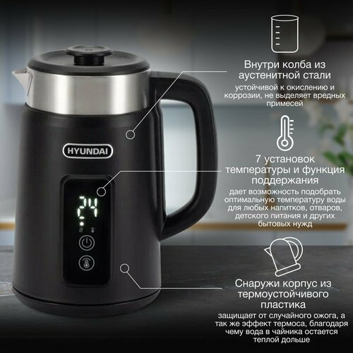 Чайник Hyundai HYK-S3505 черный 4140₽