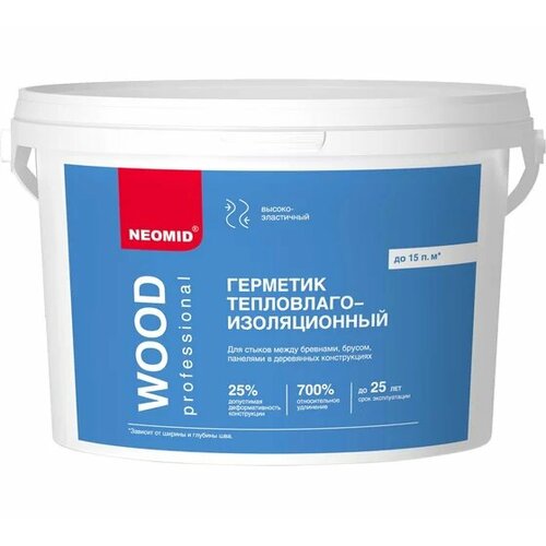 фото Герметик акриловый межшовный теплый шов neomid wood professional, тик (3 кг) ведро
