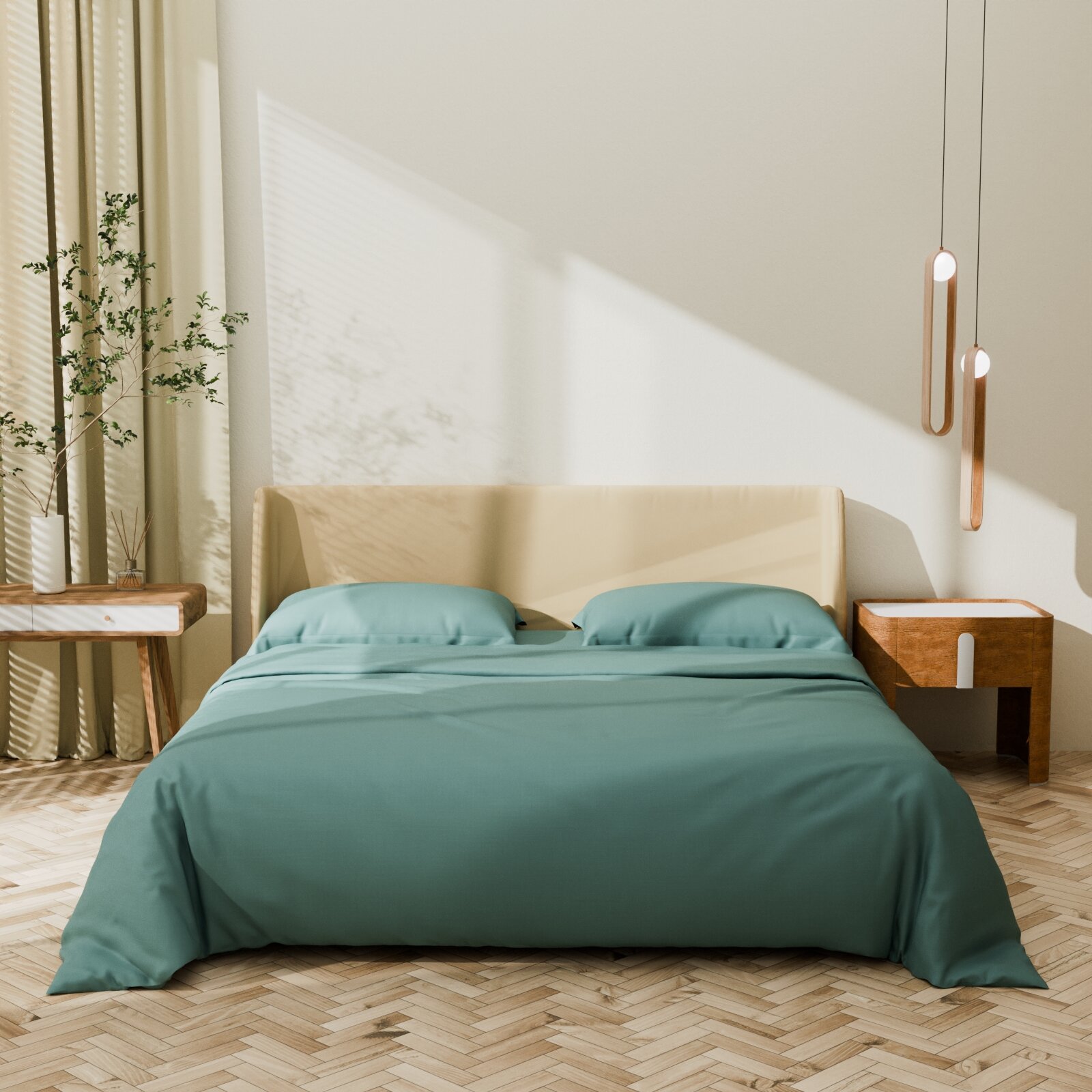Постельное бельё Этель дуэт семейное (семейное белье) Green paradise 143х215-2шт, 215х240, 50х70+3-2 шт, мако-сатин, 114г/м2