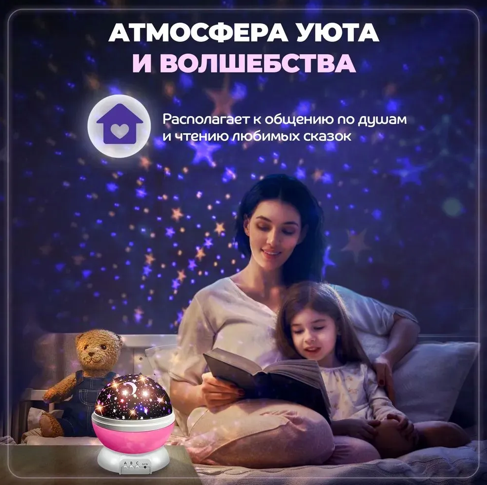 Лампа-ночник звёздное небо Star master, фиолетовый — фото 1
