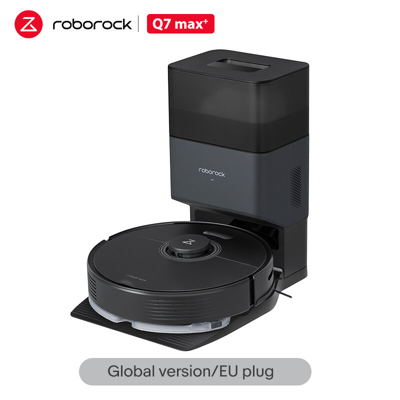 Робот-пылесос Roborock Q7 Max Plus, влажная и сухая уборка, управление со смартфона, чёрный
