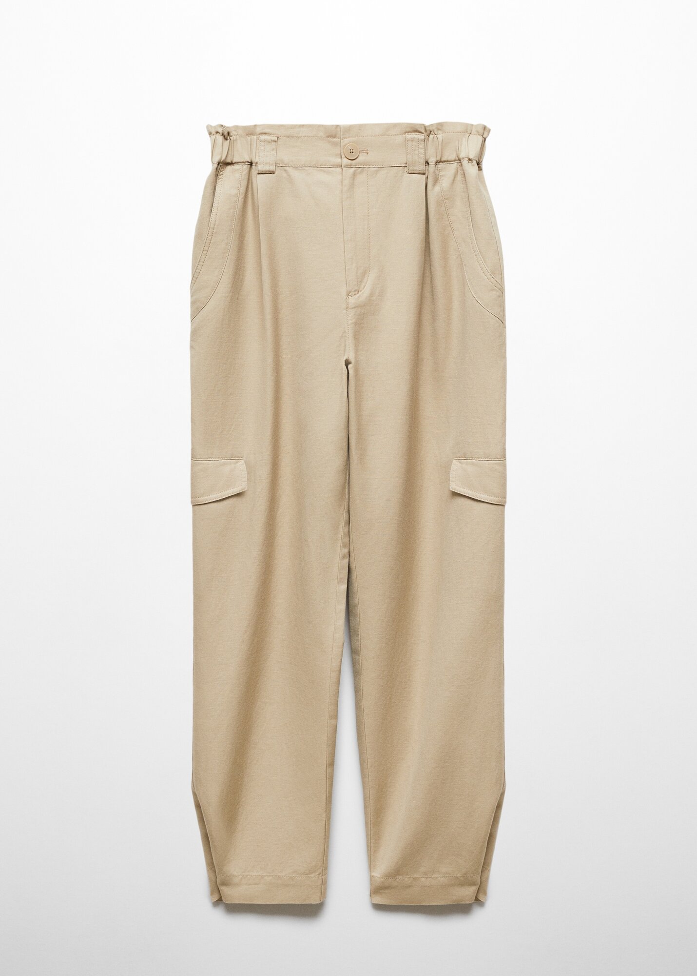 Брюки карго MANGO, размер 40 EU, бежевый — фото 1