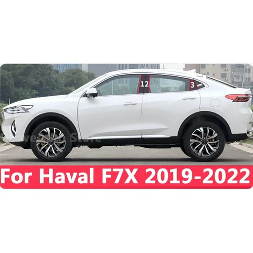 Для Great Wall Haval F7 F7X 2022 Автомобильная оконная центральная колонка B крышка столба отделка молдинги наклейка аксессуары для рамы 2019 2021 Black PC For F7X 2301₽