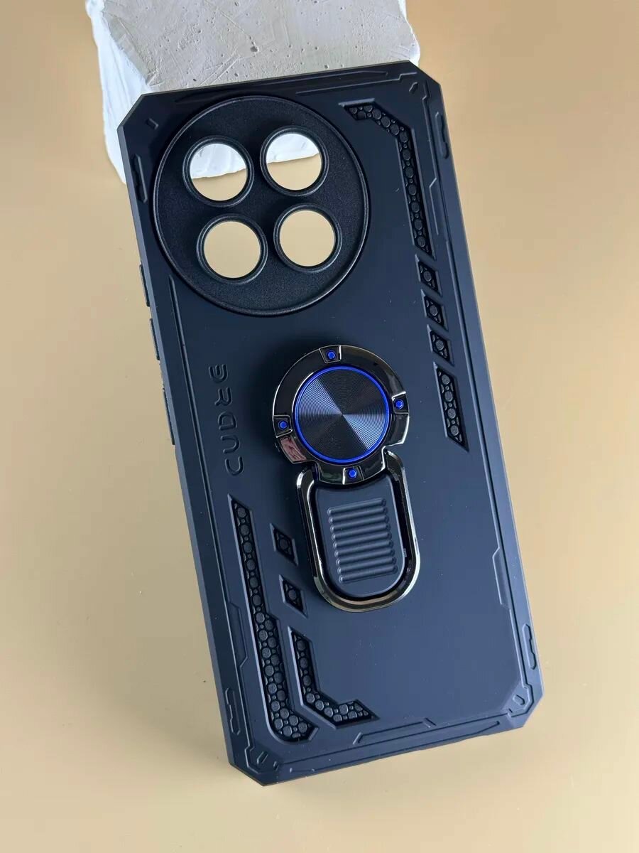Чехол противоударный на Tecno Spark 30 Pro / Чехол на Техно Спарк 30 Про с защитой камеры, ударопрочный, усиленный с кольцом, черный — фото 1