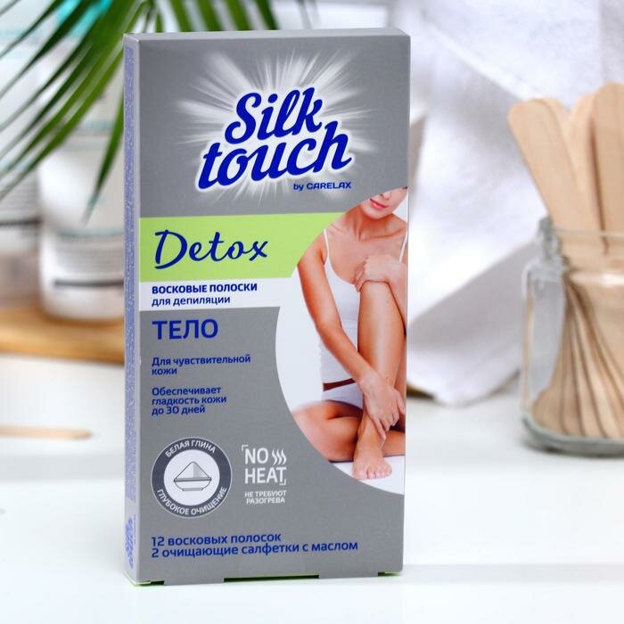 Полоски для депиляции Carelax Восковые "Silk Touch" Detox, для тела, 12 шт (3118722)