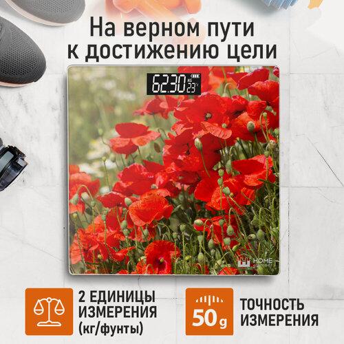 Изображение товара Весы напольные HOME ELEMENT HE-SC906 красные маки
