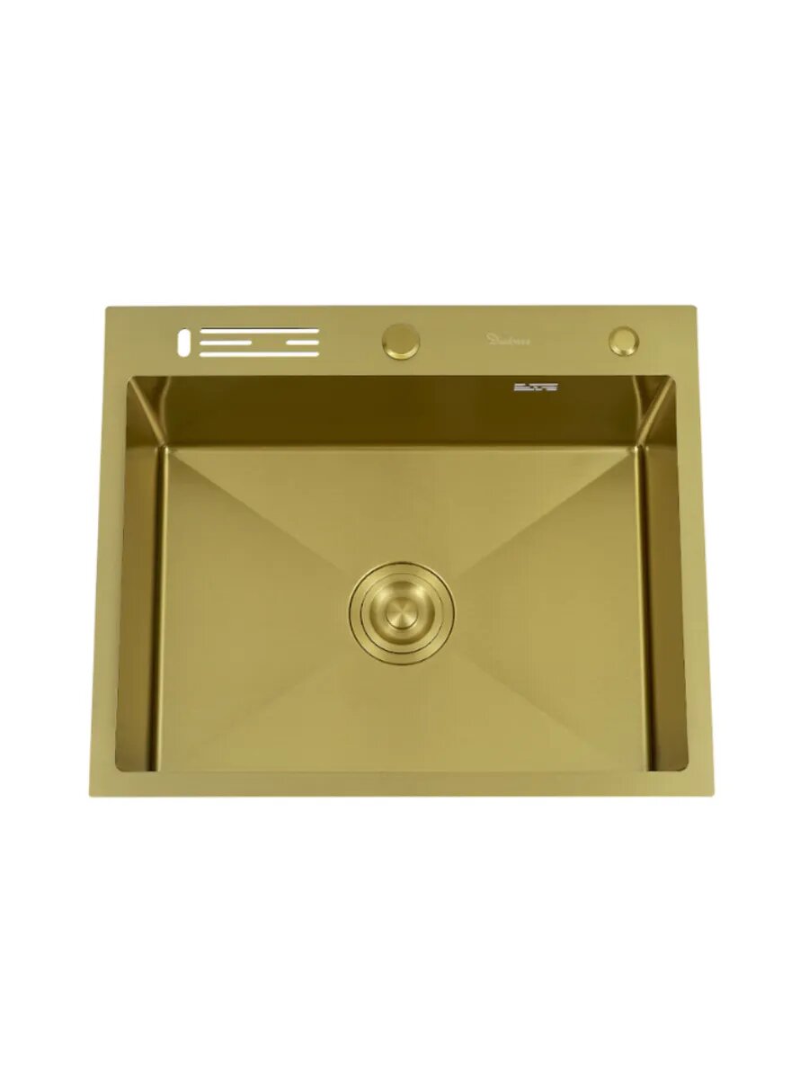 Кухонная мойка Diadonna, нержавеющая сталь, матовое золото, прямоугольная — фото 1