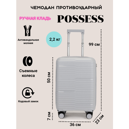 Чемодан POSSESS размер S светло-серый 6750₽