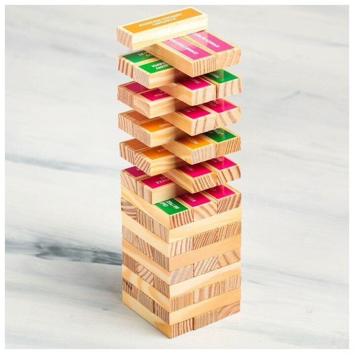 Падающая башня "Джемба" с фантами, 54 бруска (аналог дженга Jenga) — фото 1