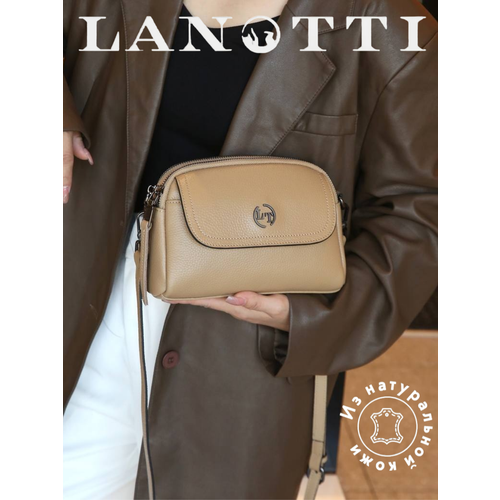 Сумка кросс-боди LANOTTI, фактура зернистая, коричневый