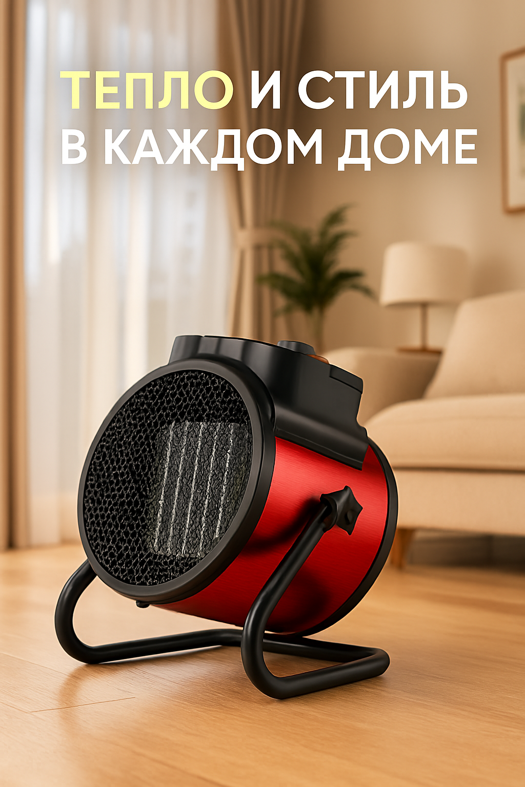 Электрический тепловентилятор с терморегулятором для дома и офиса