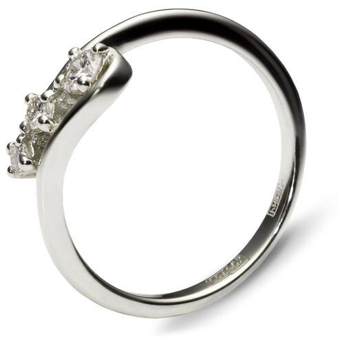 фото Эстет кольцо с 3 бриллиантами из белого золота 750 пробы 01к673663, размер 18