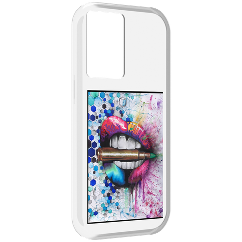 Чехол MyPads разноцветные губы с пулей для OnePlus Nord N20 SE задняя-панель-накладка-бампер