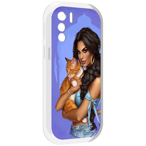 Чехол MyPads девушка-красивая-с-синим-фоном женский для UleFone Note 13P задняя-панель-накладка-бампер