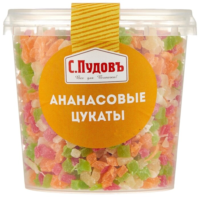 Ананасовые цукаты С.Пудовъ резаные, 230 г
