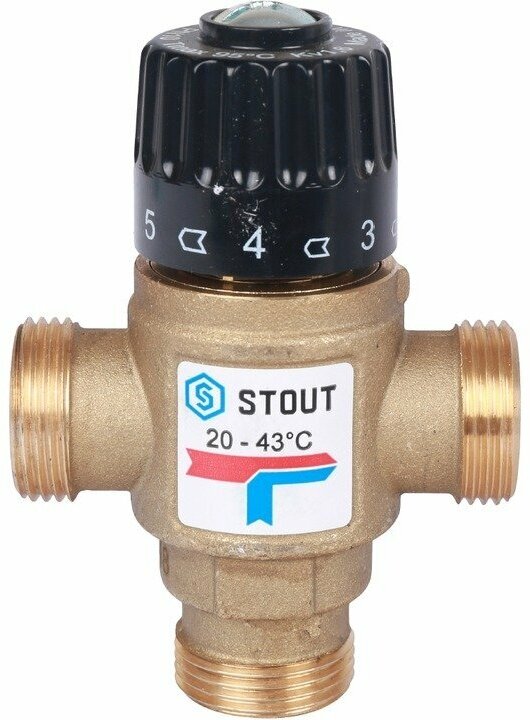 Клапан термостатический смесительный НР 3/4, 20-43°С, KV 1.6 м3/ч STOUT (SVM-0120-164320)