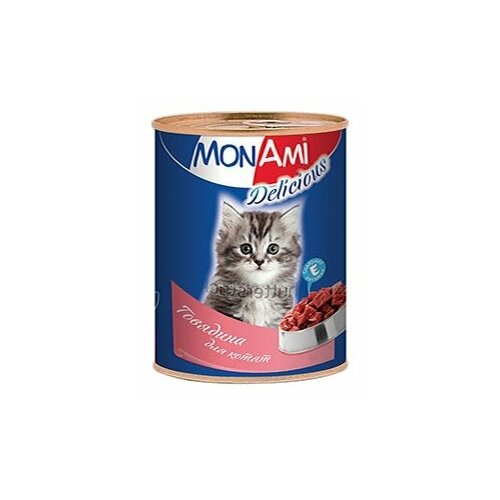 Влажный корм для котят MonAmi с говядиной 350 г (кусочки в соусе)