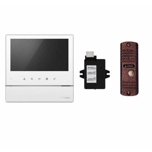 Комплект видеодомофона и вызывной панели COMMAX CDV-70HM2 (Белый) / AVC 305 (Медь) + Модуль VZ Для координатного подъездного домофона монитор видеодомофона commax cdv 70hm2