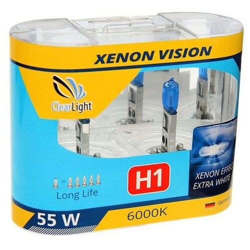 фото Лампа автомобильная галогенная ClearLight XenonVision MLH1XV H1 55W 2 шт.