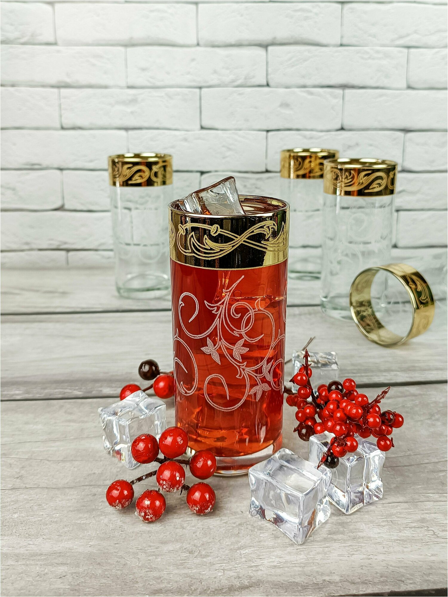 Подарочный набор стаканов с алмазной гравировкой для коктейлей/воды/сока/смузи PROMSIZ Настроение, 290 мл , 6 шт.