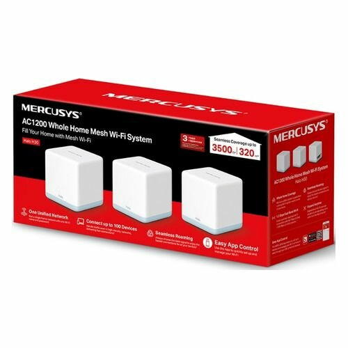 Бесшовный Mesh роутер MERCUSYS Halo H30(3-pack), AC1200, белый, 3 шт. в комплекте