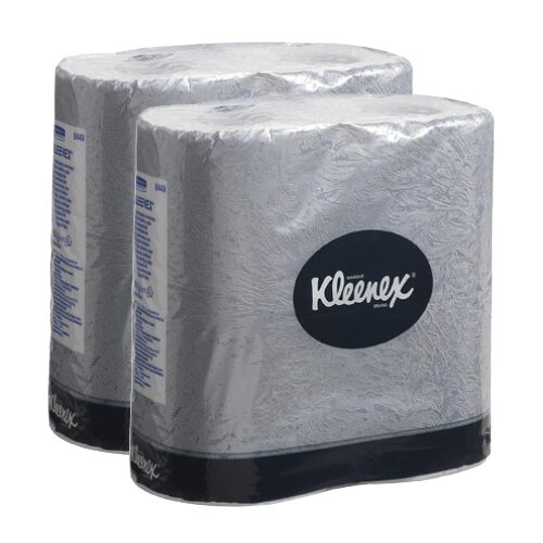 Туалетная бумага Kleenex 8449 двухслойная белая в стандартных рулонах, 2 уп. 4 рул. туалетная бумага в стандартных рулонах kleenex клинекс 8478 двухслойная 1 упаковка 2 рулона