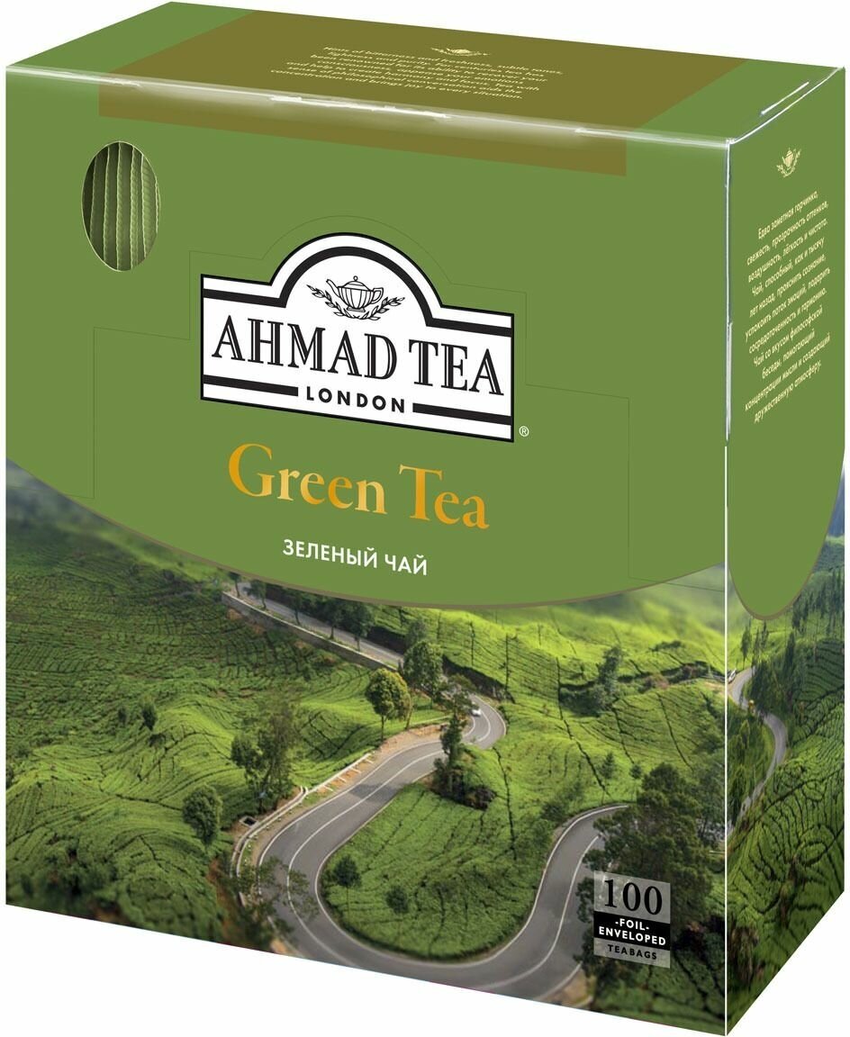 Чай зеленый Ahmad Tea в пакетиках, 100 шт.