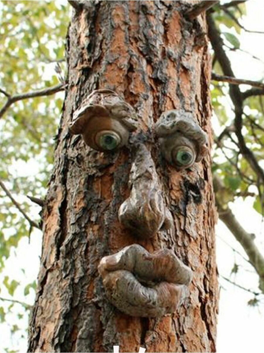 Фигурка садовая лицо лесовика на дерево