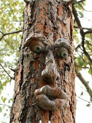 фигурка садовая лицо лесовика на дерево