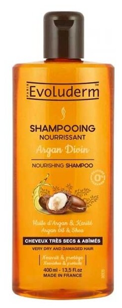 Evoluderm Шампунь для сухих и поврежденных волос Argan Divin Shampooing Nourrissant, 400 мл