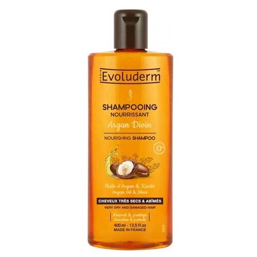 Evoluderm Шампунь для сухих и поврежденных волос Argan Divin Shampooing Nourrissant, 400 мл evoluderm маска для поврежденных волос masque cheveux nourrissant argan divin 100 г 100 мл бутылка