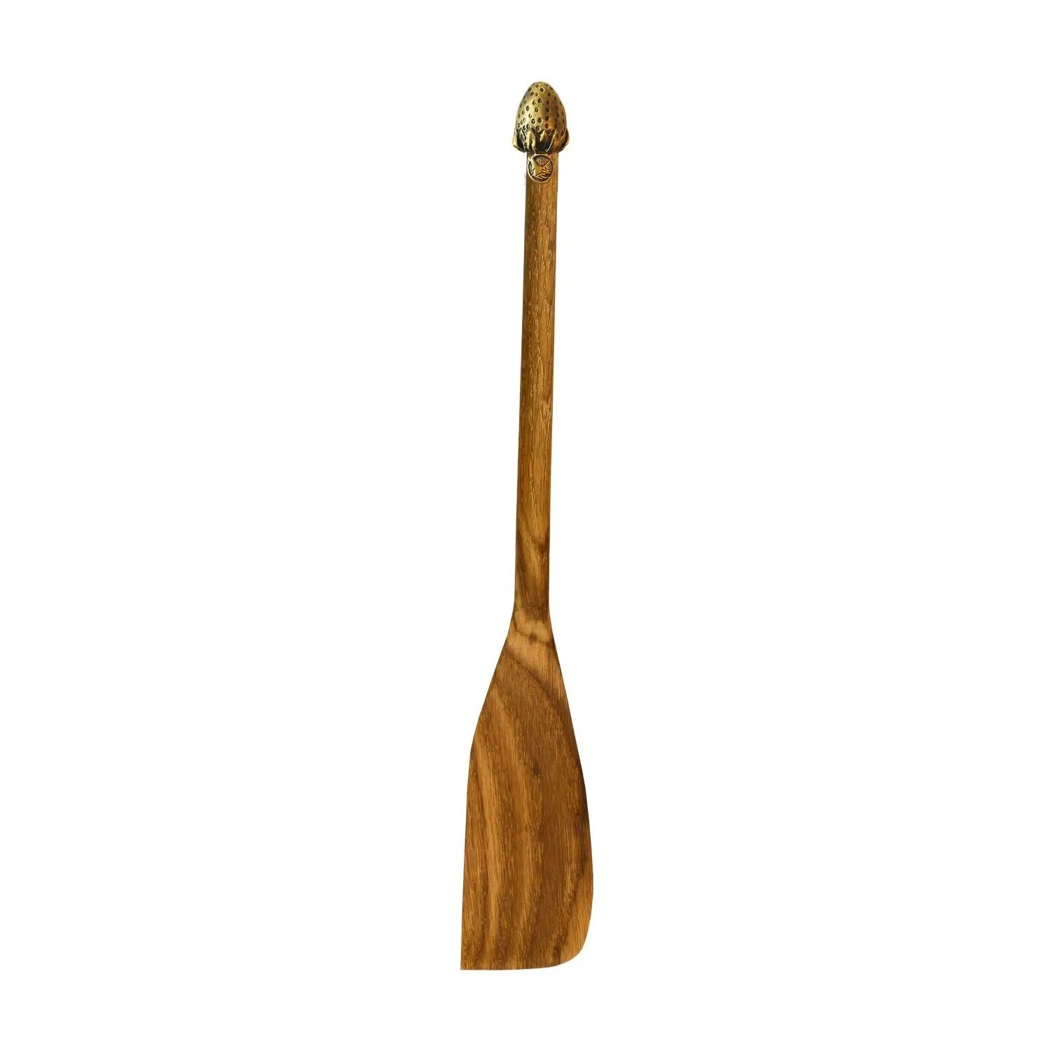 Лопатка деревянная с латунной накладкой Клубника узкая - фотография № 2