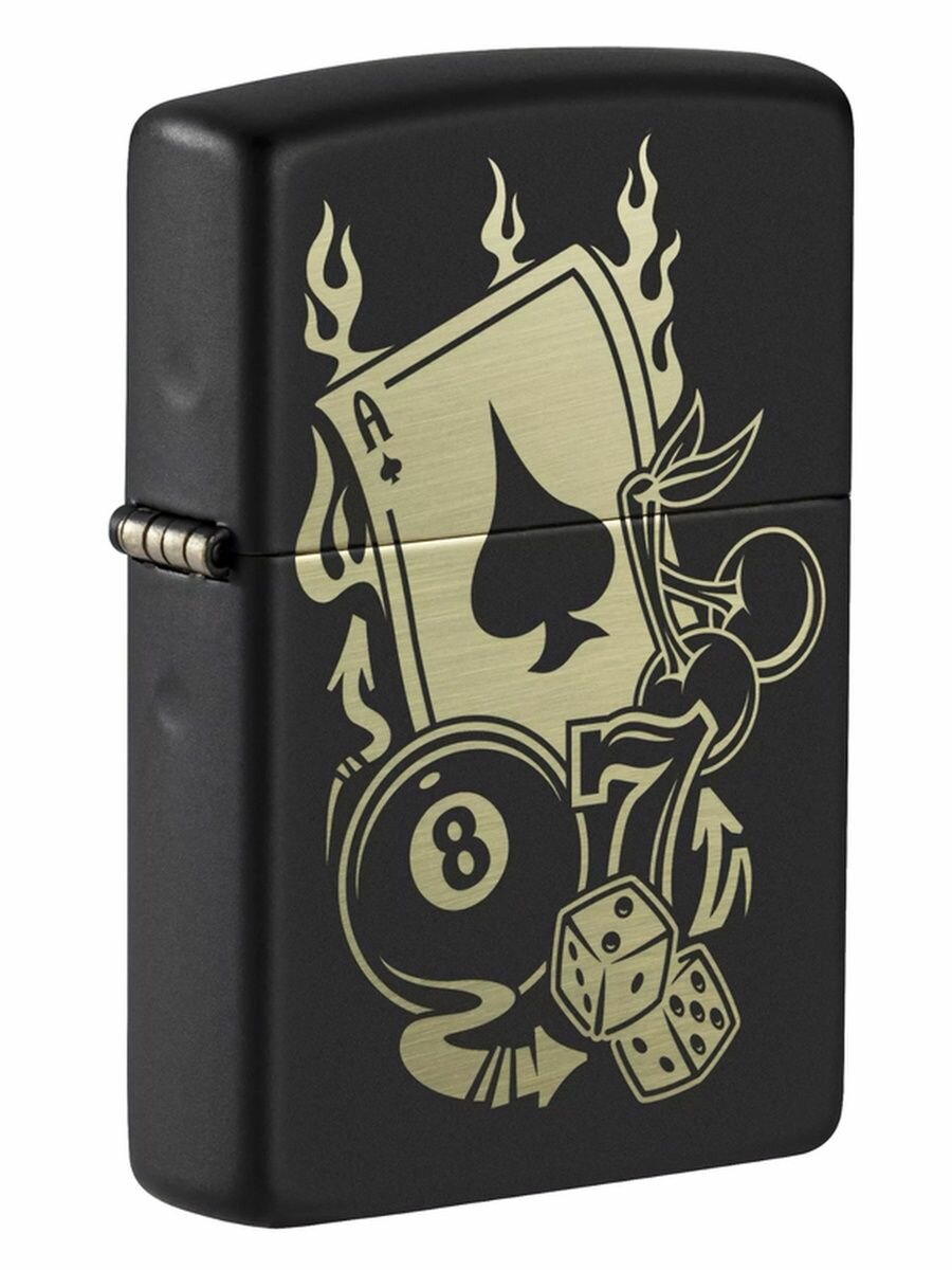 Зажигалка Zippo Gambling Design латунь/сталь черный матовый - фото №10