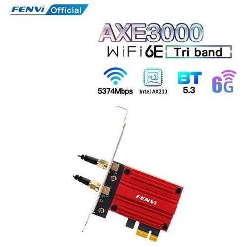 wi fi 6e 2400 мбит с ax210 mpe axe3000h беспроводная мини карта pci e Двухдиапазонный беспроводной Wi-Fi-адаптер Fenvi PCE-AXE3000 Wi-Fi 6E AX210 Bluetooth 5.3 5374 Mb/s с 2 4 Г 5 ГГц 6 Г Wi-Fi 802 11 AX AC