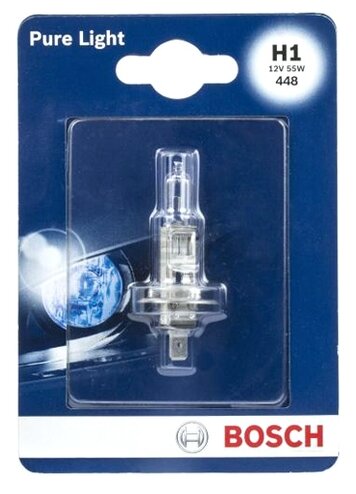 Лампа автомобильная галогенная Bosch Pure Light 1987301005 H1 55W P145s 1 шт.
