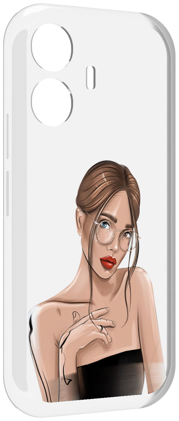 Чехол MyPads девушка-в-очках-с-красивыми-глазами женский для Vivo Y77E / Vivo iQOO Z6 Lite задняя-панель-накладка-бампер