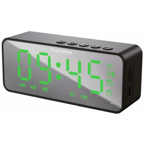 Радиочасы будильник TELEFUNKEN TF-1710Bчерный с зеленым 347900₽