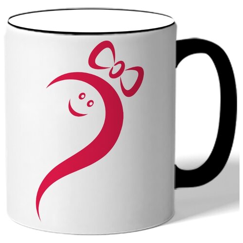 фото Кружка с цветной ручкой в подарок на 14 февраля - розовая половинка сердца drabs